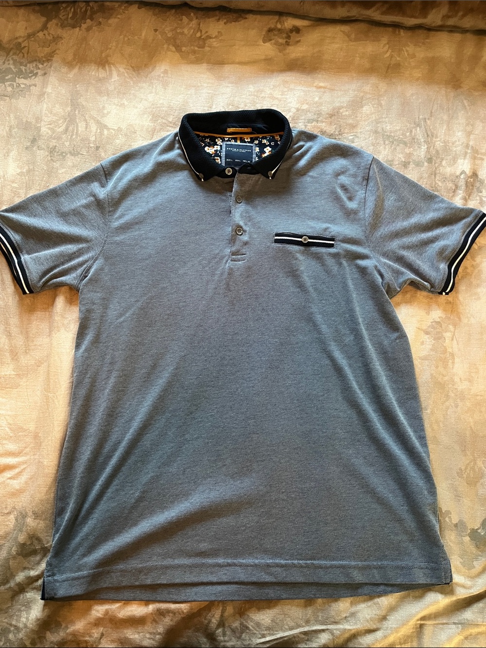 Denim and Flower Ricky Singh Men's Blue Polo Shirt - Classic Casual Large